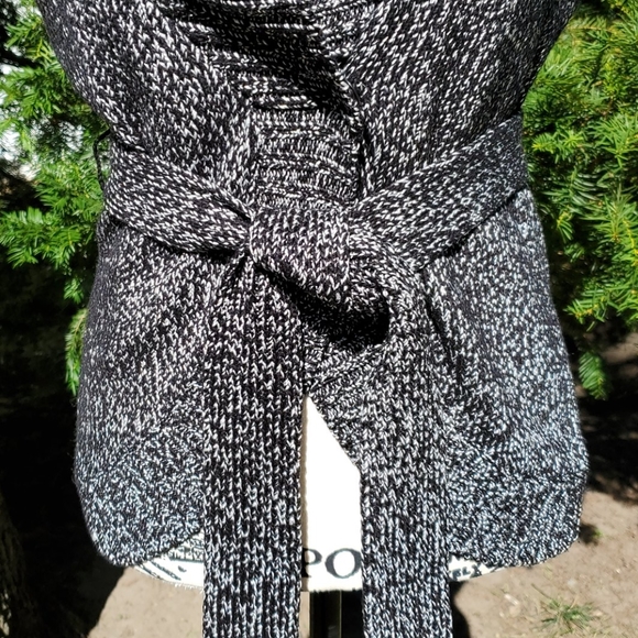 INC ▪ Silk Wrap Cardigan w/ Tie, Shawl Collar - Picture 6 of 12